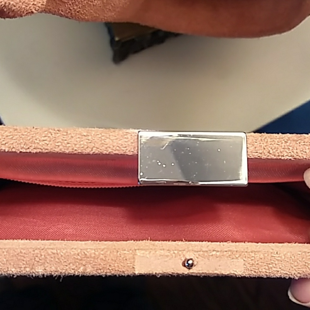 Pink leather clutch Purse With handle - Picture 5 of 14